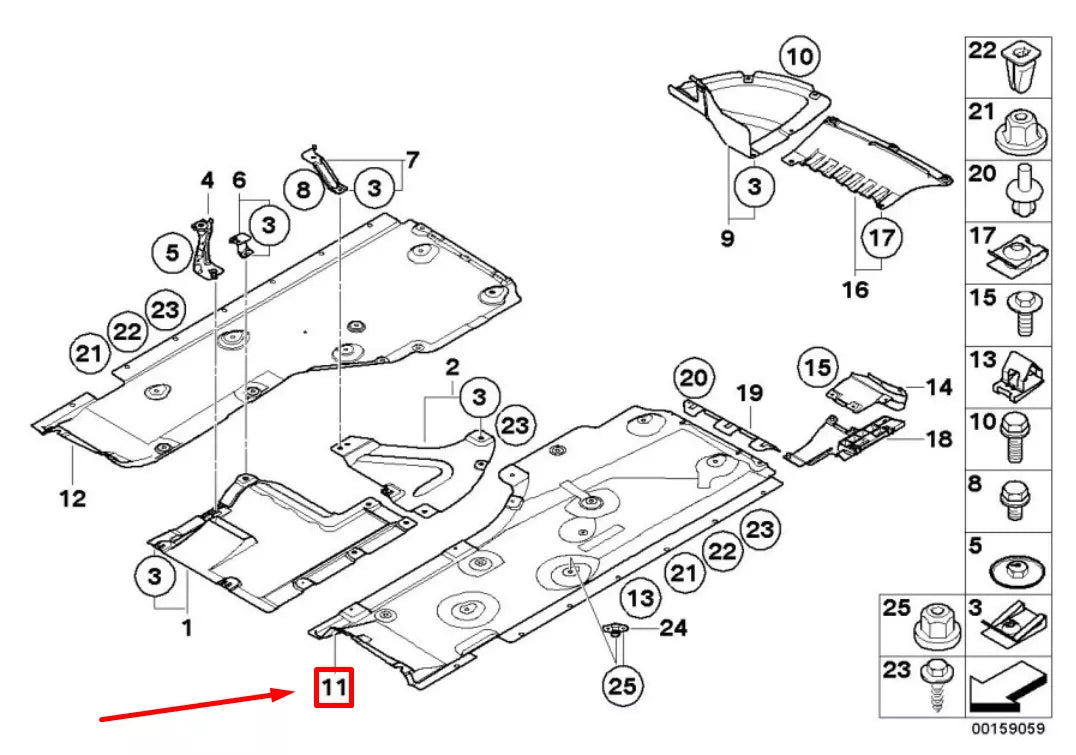 NEW BMW 1 COUPE E82 LEFT LATERAL UNDERBODY SHIELD 7059389 51757059389 ORIGINAL