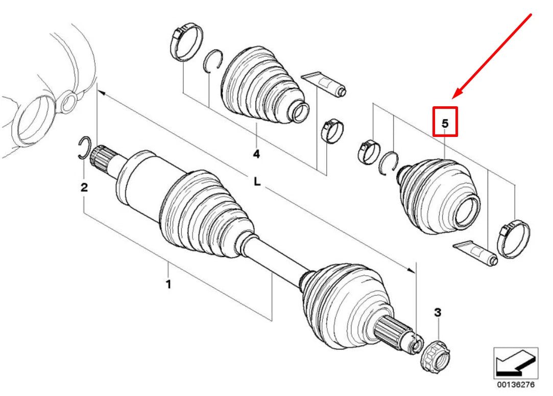 NEW BMW 5 E60 FRONT OUTER CV BOOT KIT 31607549468 7549468 ORIGINAL