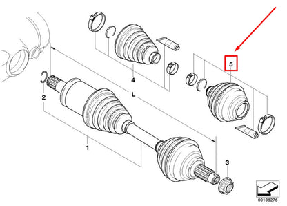NEW BMW 5 E60 FRONT OUTER CV BOOT KIT 31607549468 7549468 ORIGINAL