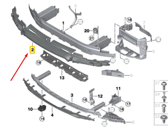NEW BMW 7 G11 FRONT BUMPER M TOP IMPACT ABSORBER 51118061181 8061181 ORIGINAL