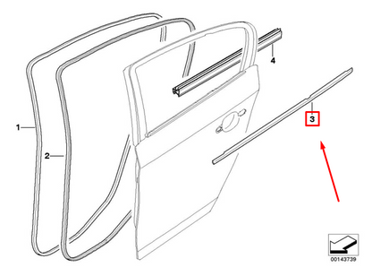 new bmw 3 e90 rear left outer weatherstrip 51357220189 7220189 original