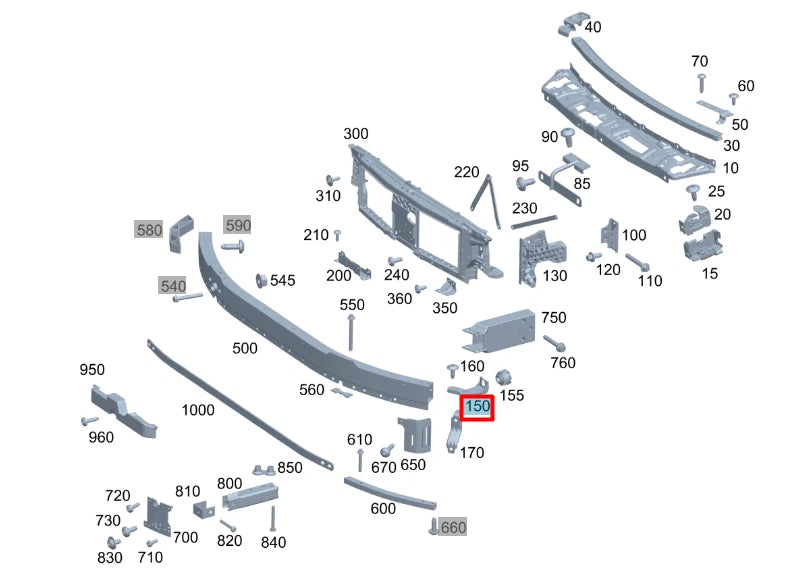 NEW MB C W206 FRONT BUMPER RIGHT CROSSMEMBER BRACKET A2066202001 ORIGINAL