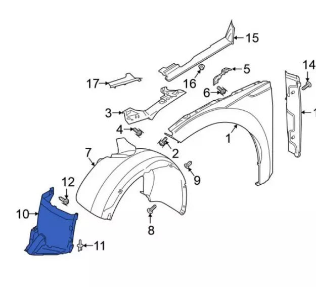 NEW VOLKSWAGEN ARTEON 3H7 FRONT LEFT INNER FENDER FRONT PART 3G8805911L ORIGINAL