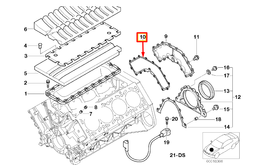 new bmw 5 e39 engine block gasket 11141729836 original