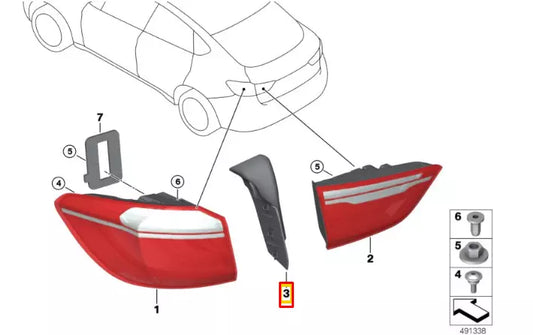 NEW BMW X6 F16 REAR LEFT TAILLIGHT TRIM 63217344897 ORIGINAL