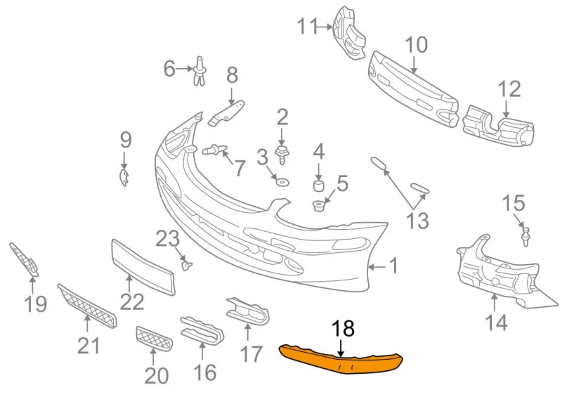 NEW MB SLK R170 FRONT BUMPER LEFT MOLDING TRIM A17088503219999 ORIGINAL