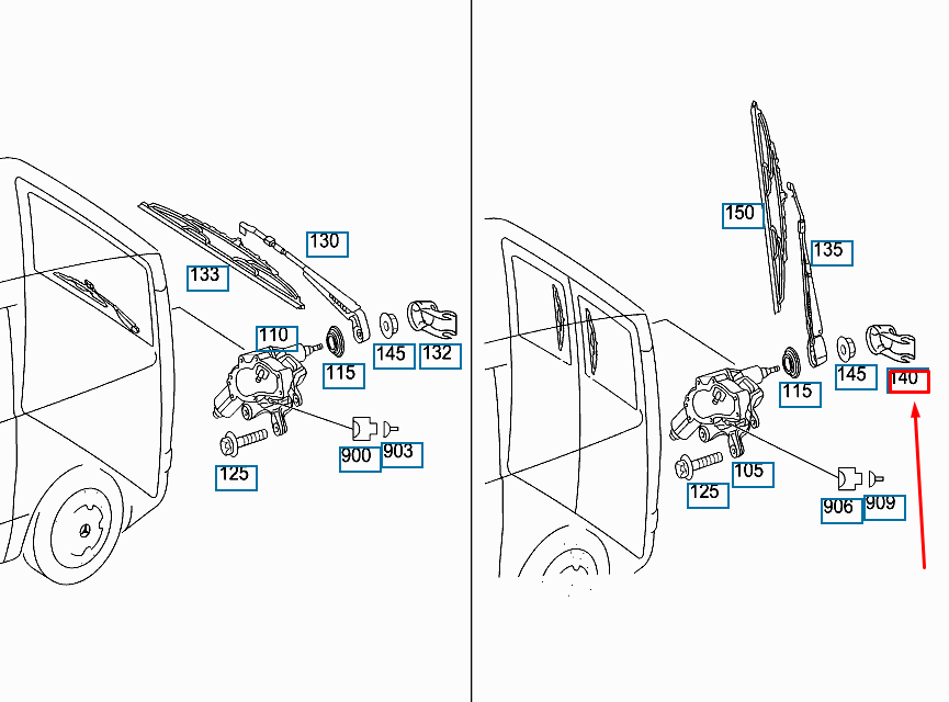 NEW MERCEDES-BENZ VITO W639 BACK GLASS WIPER ARM CAP A0008690433 ORIGINAL