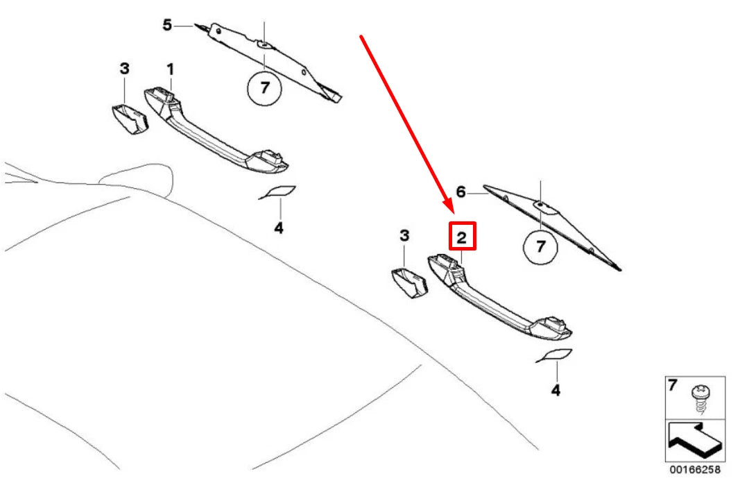 NEW BMW 3 E46 REAR RIGHT ROOF HANDLE 8231326 51168231326 ORIGINAL