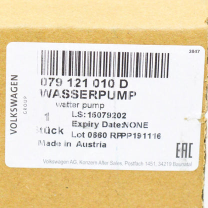 NEW VOLKSWAGEN TOUAREG 7L WATER PUMP 079121010D ORIGINAL