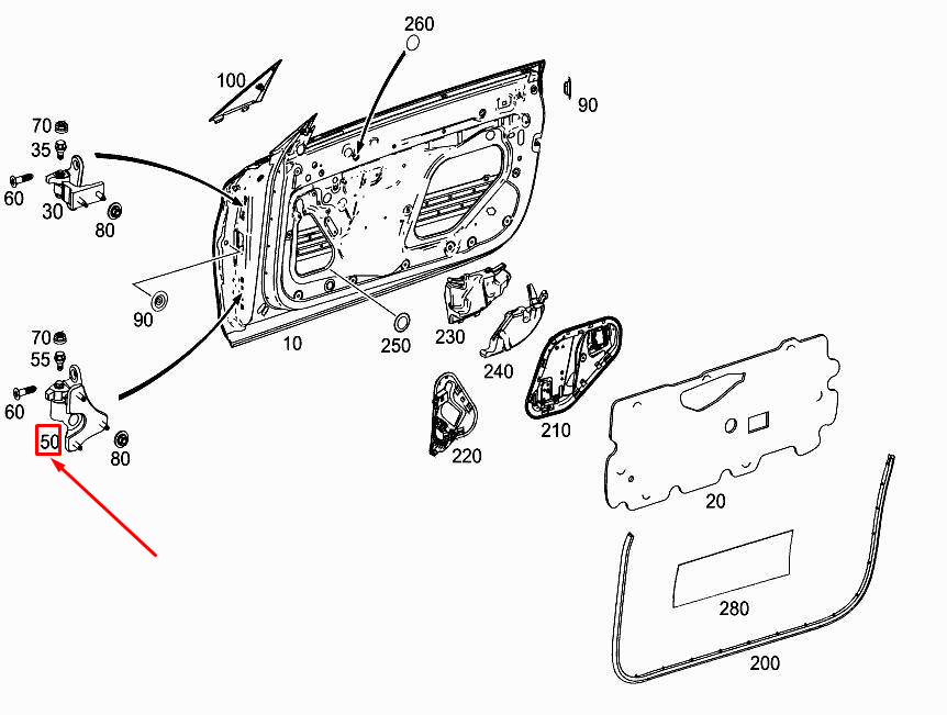 new mercedes-benz c coupe c205 front right bottom door hinge a2057201012