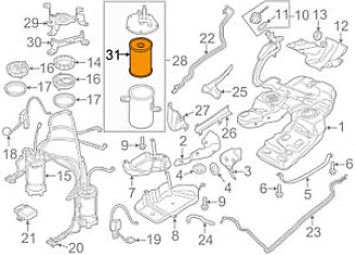 new volkswagen touareg 7p5 fuel filter 7p6127177a 3.0tdi original