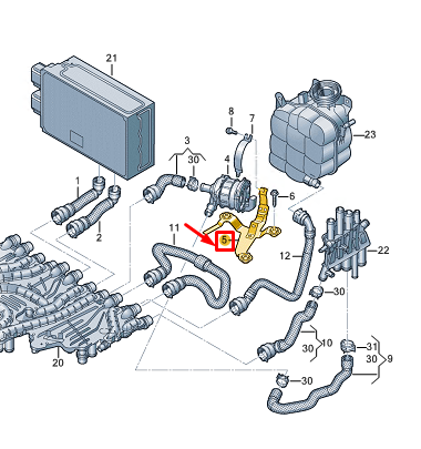 new audi e-tron gt engine coolant pump bracket 9j1965551 original