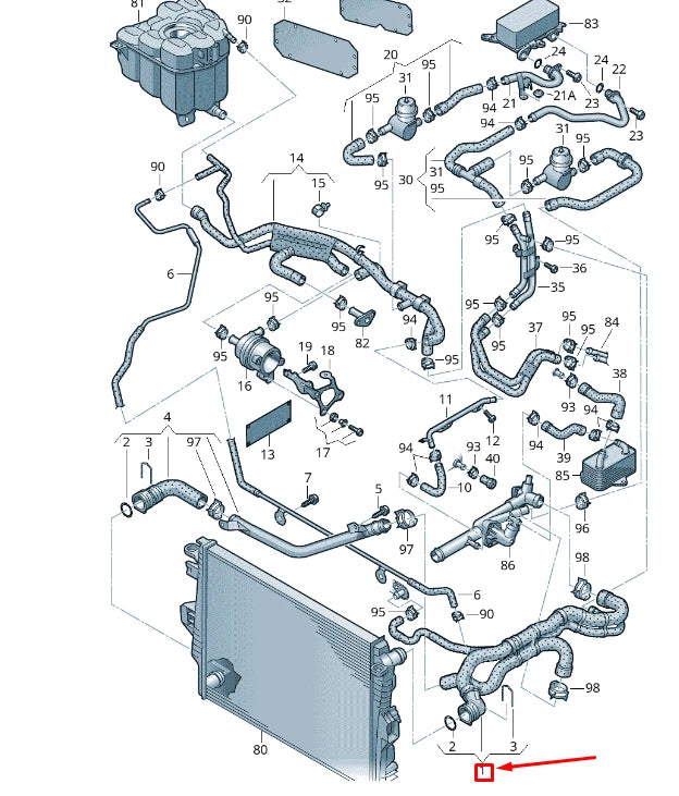 NEW VW TOUAREG 7P MK2 COOLANT HOSE 7P6122101M ORIGINAL
