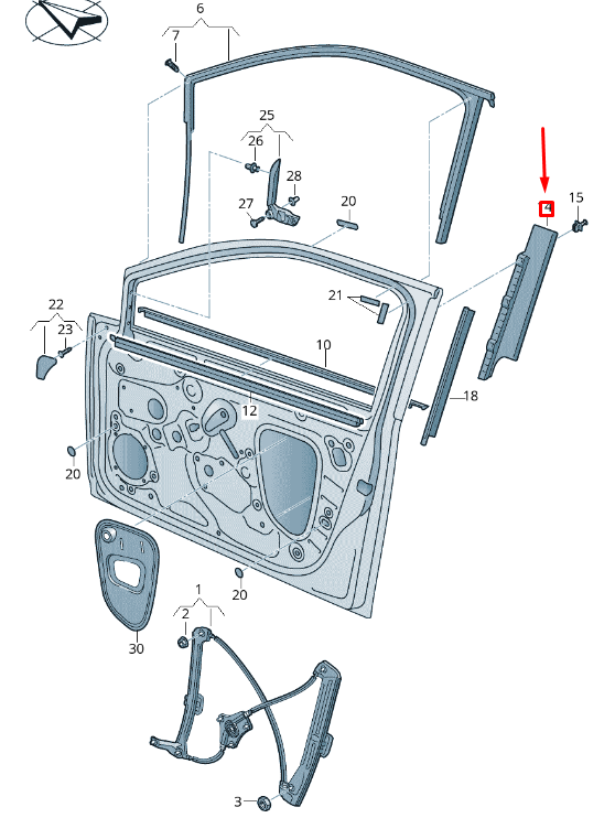 NEW VW GOLF 5G MK7 FRONT LEFT DOOR WINDOW FRAME TRIM 5GM837901B041 ORIGINAL