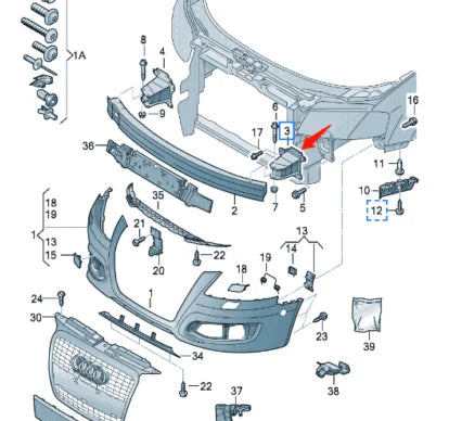 NEW AUDI A3 8P BUMPER REINFORCEMENT EXTENSION RIGHT SIDE 8P0807134A ORIGINAL