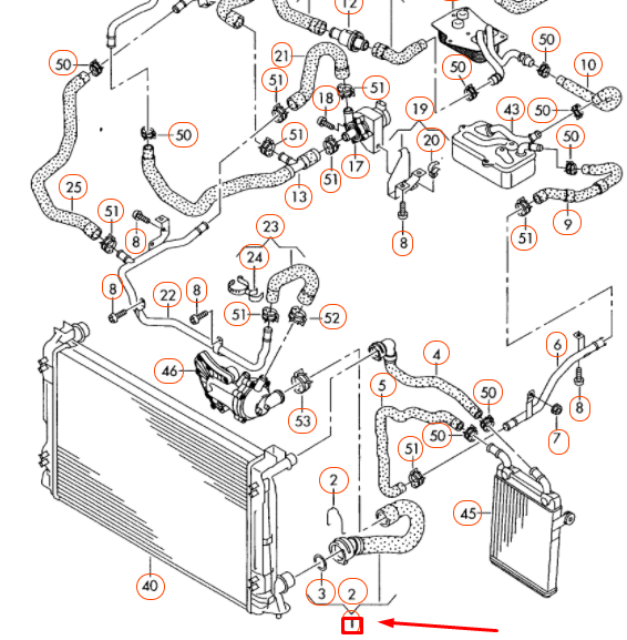 NEW AUDI A6 C6 RADIATOR LOWER COOLANT HOSE 4F0121055N ORIGINAL