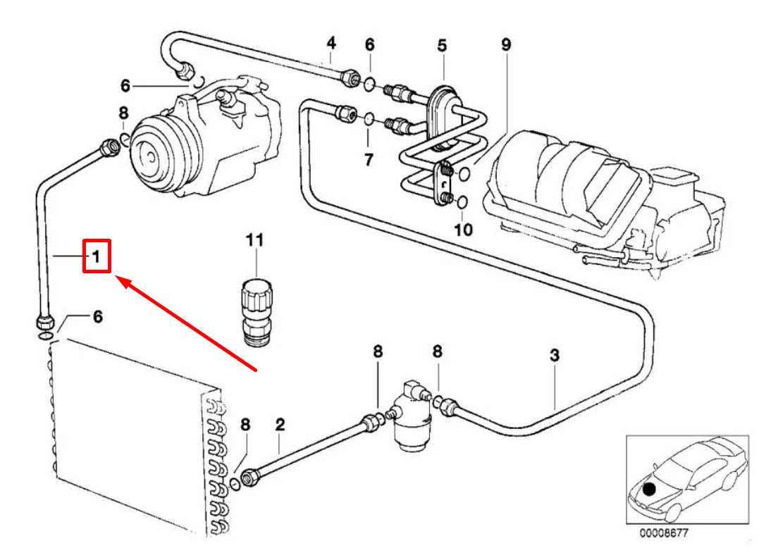 NEW BMW Z3 COUPE E36 A/C REFRIGERANT HOSE 64532229846 2229846 ORIGINAL