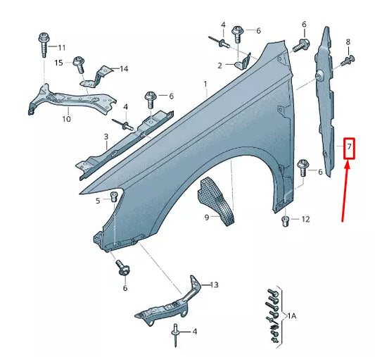 NEW AUDI RS3 FRONT RIGHT FENDER CLOSING ELEMENT 8V0821112CSP9
