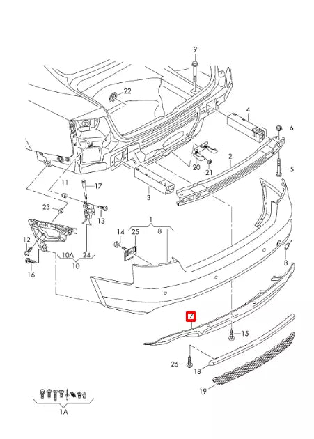 NEW AUDI A5 8T3 S-LINE REAR BUMPER DIFFUSER 8T0807521G01C ORIGINAL