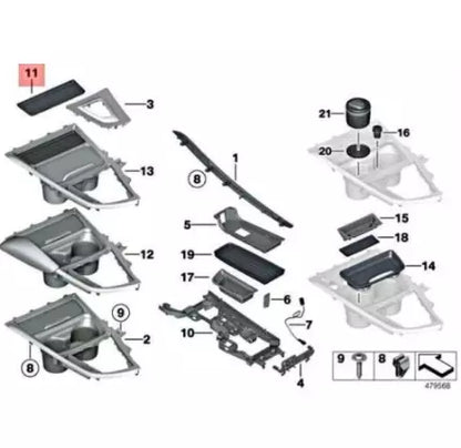 NEW BMW 3 F30 CENTER CONSOLE FRONT INSERT MAT TRIM 51169323678 ORIGINAL