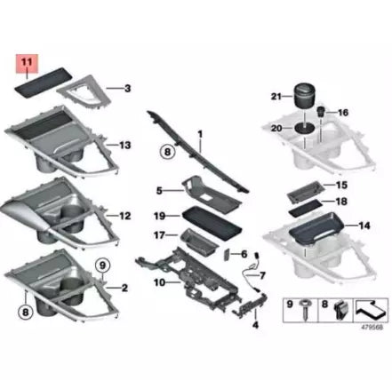 NEW BMW 3 F30 CENTER CONSOLE FRONT INSERT MAT TRIM 51169323678 ORIGINAL