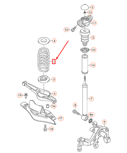 new audi a3 8p rear coil spring 8p0511115bn original
