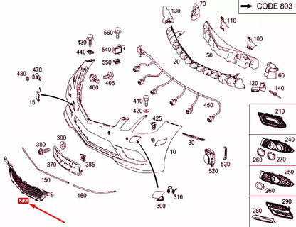 NEW MB E COUPE C207 FRONT BUMPER CENTRAL BOTTOM GRILLE COVER A2078851923