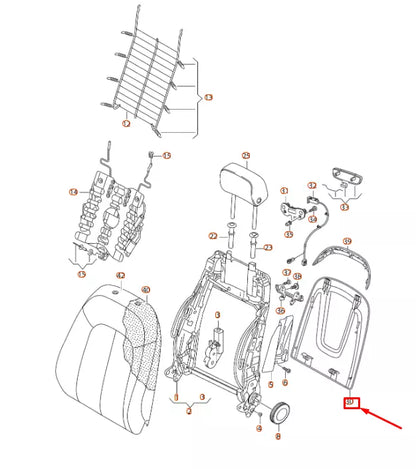 NEW AUDI A6 C7 FRONT SEAT BACKREST COVER WITH MAP NET 8R0881969HQAU ORIGINAL