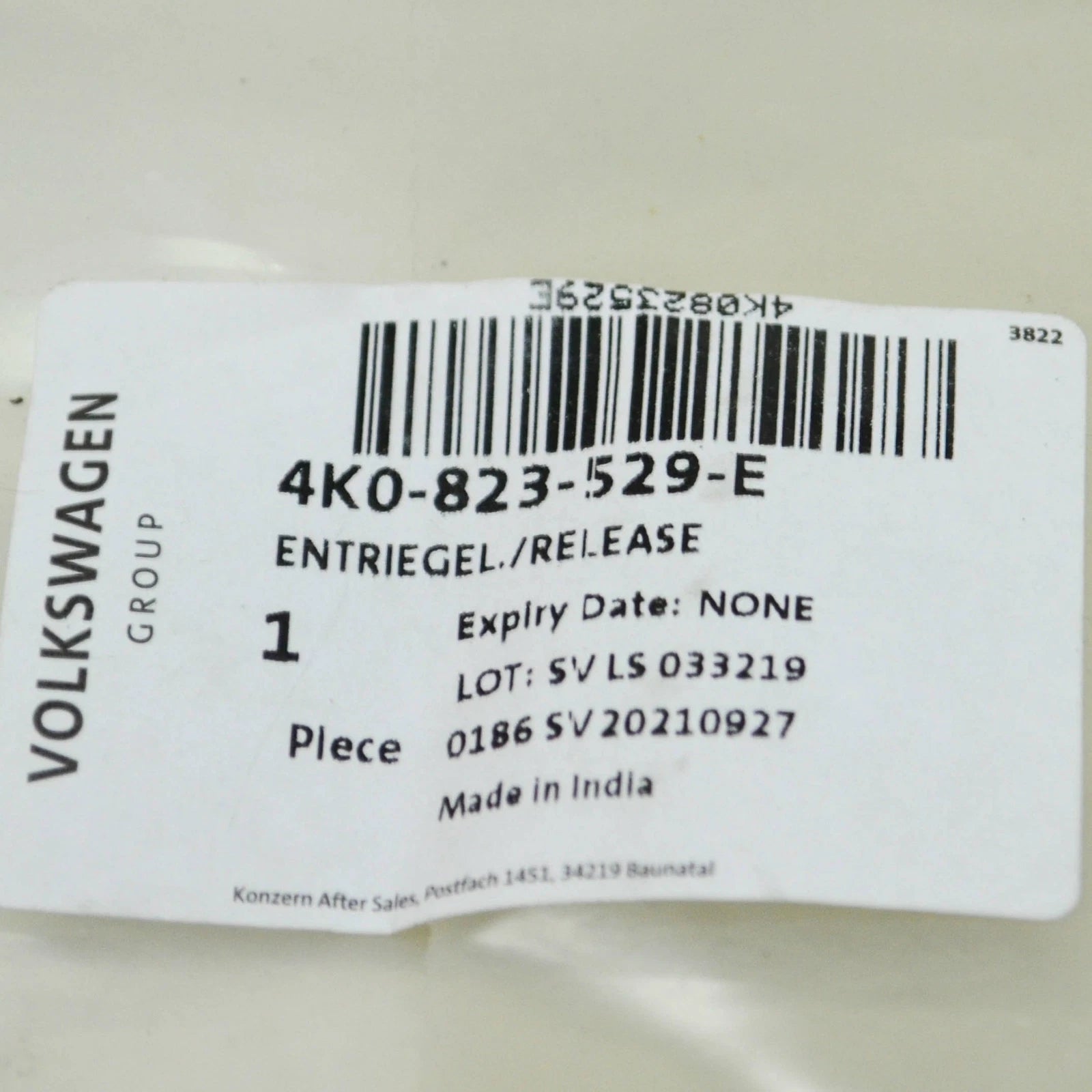 NEW AUDI A6 4A2,C8 FRONT FORWARD HOOD RELEASE CABLE 4K0823529E ORIGINAL