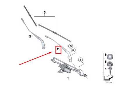 new bmw 3 f30, f80 front left windshield wiper arm 9465075 61619465075 original