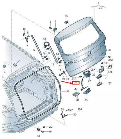 NEW AUDI Q7 4M REAR LID LATCH BOWDEN CABLE 4M0827535B ORIGINAL