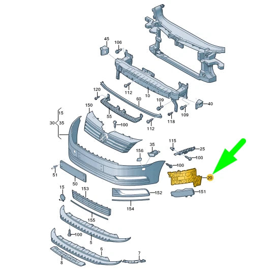 NEW VW PASSAT B7 FRONT LEFT BUMPER GUIDE PIECE R-LINE 3AA807177B ORIGINAL