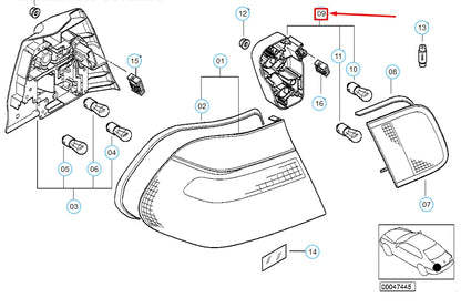 NEW BMW 3 E46 RIGHT INNER TAIL LIGHT BULB HOLDER 63218374808 8374808 ORIGINAL