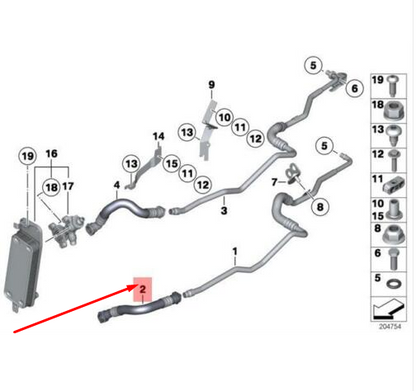 new bmw 7 f01 oil cooling pipe inlet 17227596866 7596866 original
