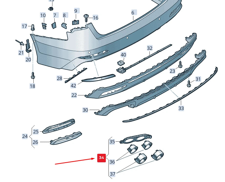 NEW AUDI A6 4A C8 RIGHT EXHAUST PIPE TIP TRIM 4K0807812BT94 ORIGINAL
