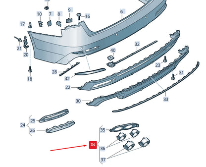 NEW AUDI A6 4A C8 RIGHT EXHAUST PIPE TIP TRIM 4K0807812BT94 ORIGINAL