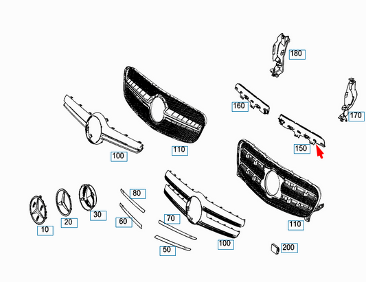 new mercedes-benz gla-class x156 front grille left air guide a1568880738