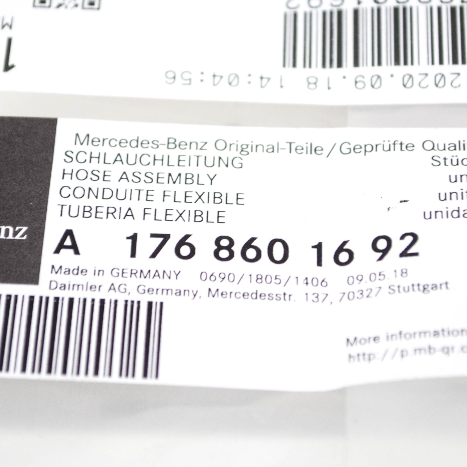 NEW MERCEDES-BENZ A-CLASS W176 WASHER HOSE A1768601692 ORIGINAL