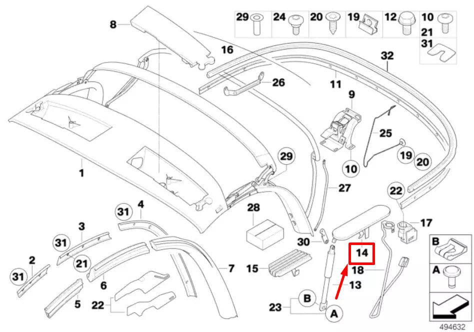 NEW BMW Z4 ROADSTER E85 LEFT MAIN PILLAR COVER 54317117349 7117349 ORIGINAL