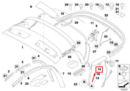 NEW BMW Z4 ROADSTER E85 LEFT MAIN PILLAR COVER 54317117349 7117349 ORIGINAL