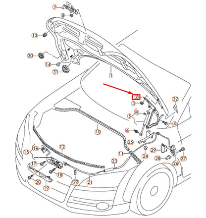 NEW AUDI TT 8J ENGINE HOOD LID RIGHT HINGE 8J0823302H ORIGINAL