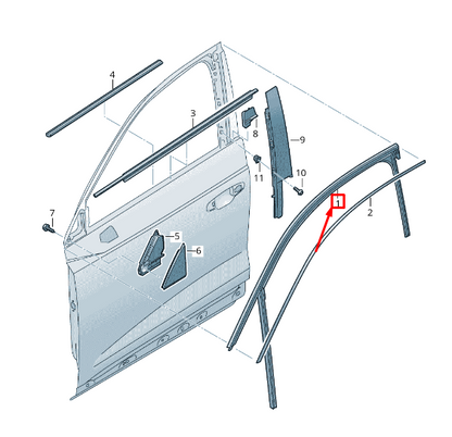 new audi q3 f3 front left door window guide 83a837439 original