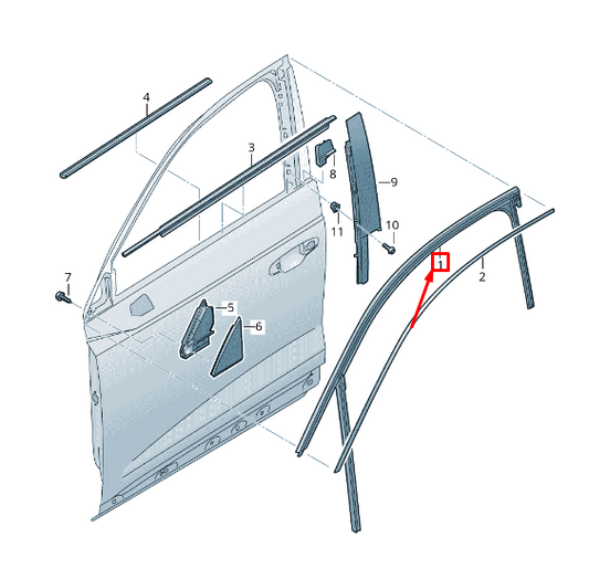 new audi q3 f3 front left door window guide 83a837439 original