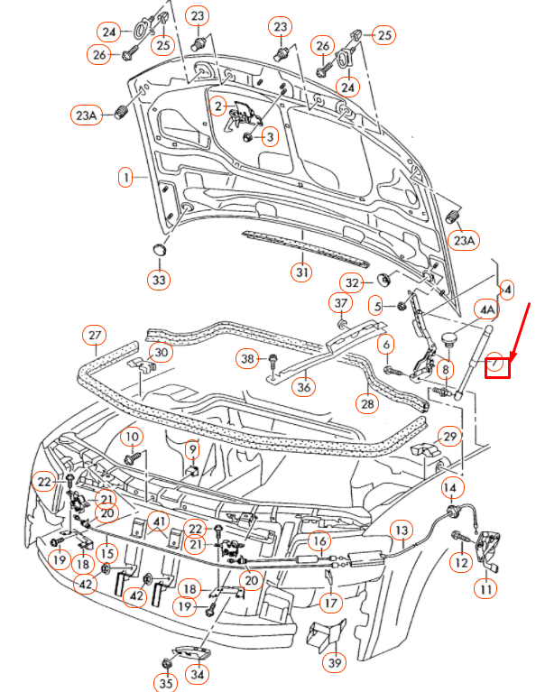 NEW AUDI A8 D3 ENGINE HOOD GAS FILLED STRUT 4E0823359D ORIGINAL