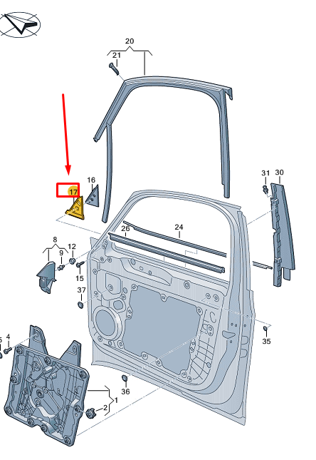 new vw id.3 e11 front left door corner trim damping 10a837985a original
