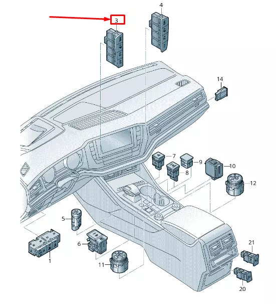 NEW VW TOUAREG CR CONTROL PANEL WITH PUSHBUTTONS 761927217AFWHS
