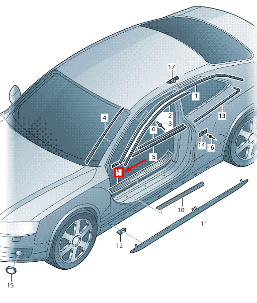 new audi a5 8t front left inner sill trim strip 8t0853905bdk1 original