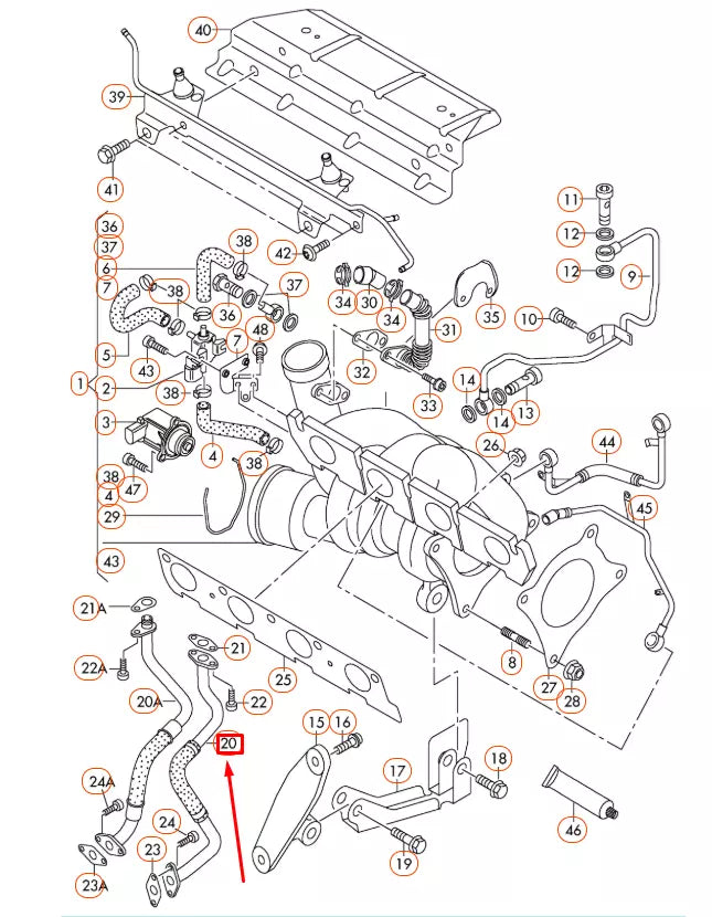 NEW AUDI A4 B7 OIL RETURN LINE PIPE 06D145735B ORIGINAL