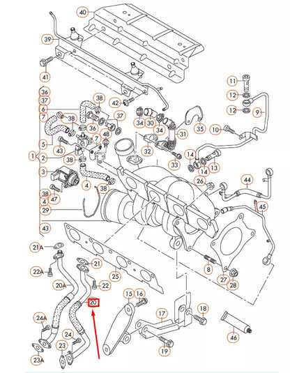 NEW AUDI A4 B7 OIL RETURN LINE PIPE 06D145735B ORIGINAL