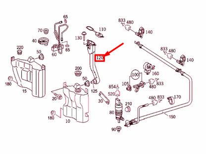 new mercedes-benz clk c209 washer system tank filler pipe a2098690017 original
